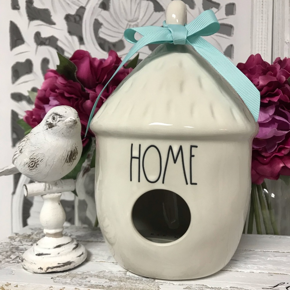 Rae Dunn Birdhouse “Home” Acorn Shaped Decor, Ceramic Garden Outdoor Decor